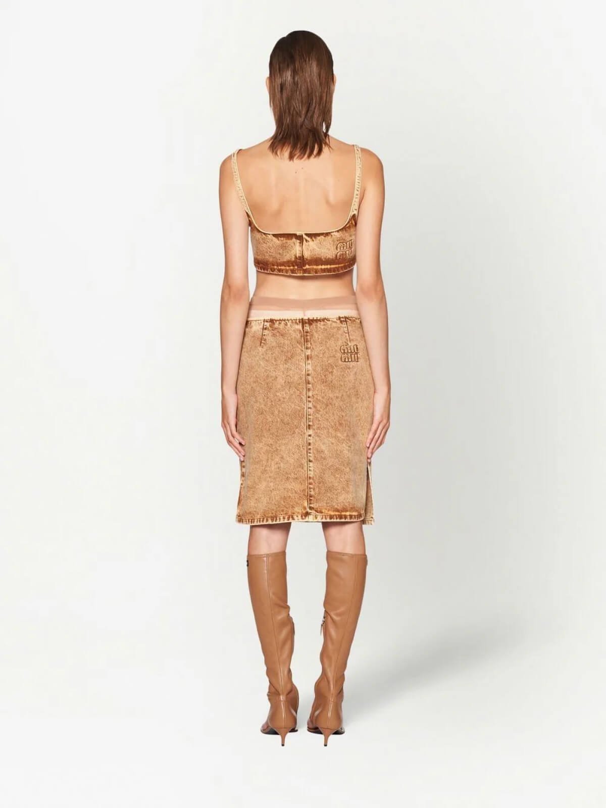 Denim pencil Midi Skirt - Image 3